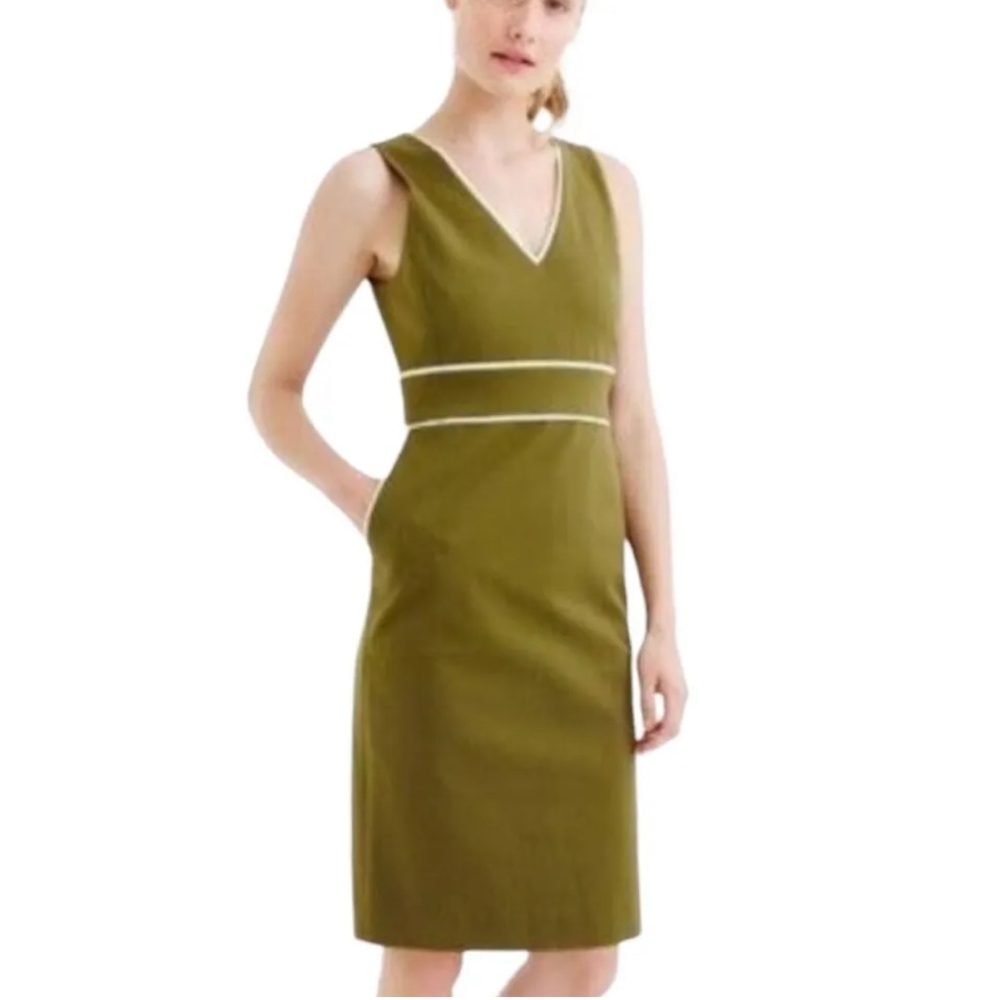 Jcrew Green Vneck Work Dress
